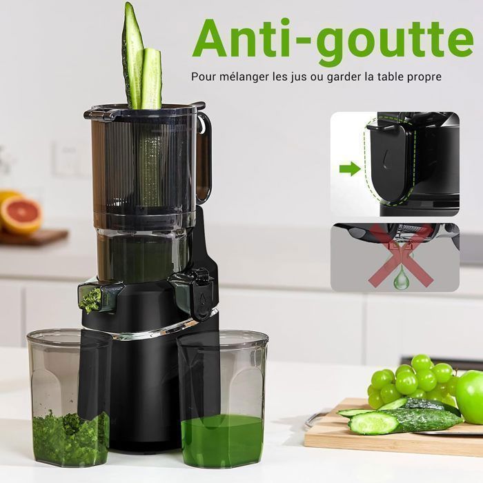 AMZCHEF No-Preparation Juicer, 135mm 1.8L Slow Juicer, 250W BPA-Free, Black