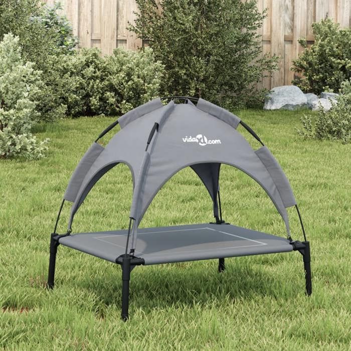 Cama para perros vidaXL con dosel, tela Oxford antracita y acero, sofá para perros, sofás para perros, silla para perros 172596