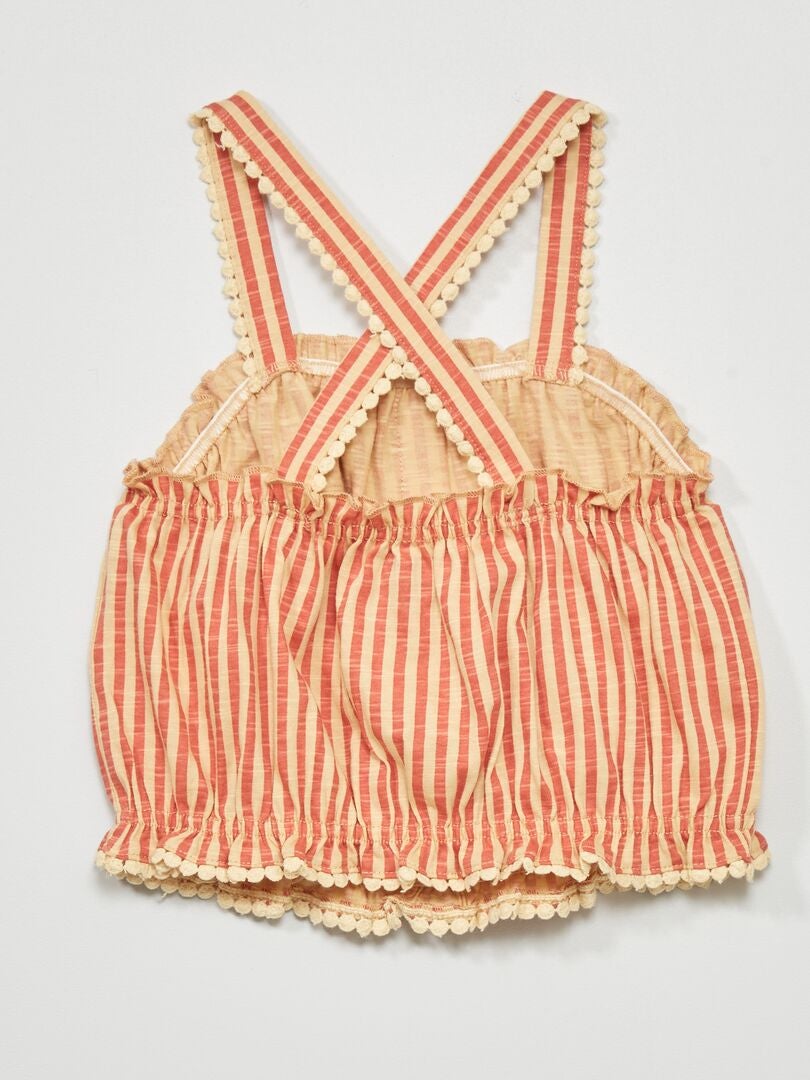 Camiseta sin mangas a rayas - NARANJA