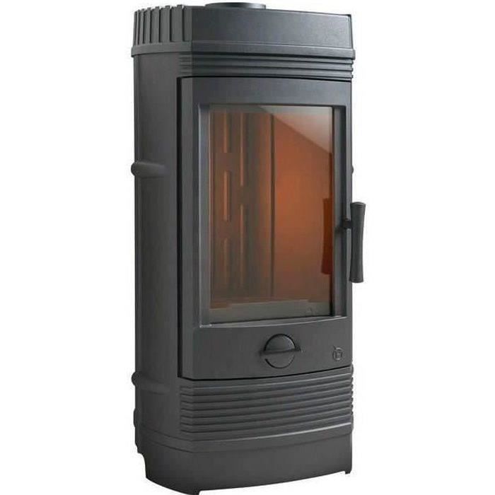 Estufa de leña INVICTA Gomont - Potencia óptima: 12 kW - Potencia máxima: 18 kW - Leña de hasta 45 cm - Hierro fundido - Fabricada en Francia - Diseño ecológico