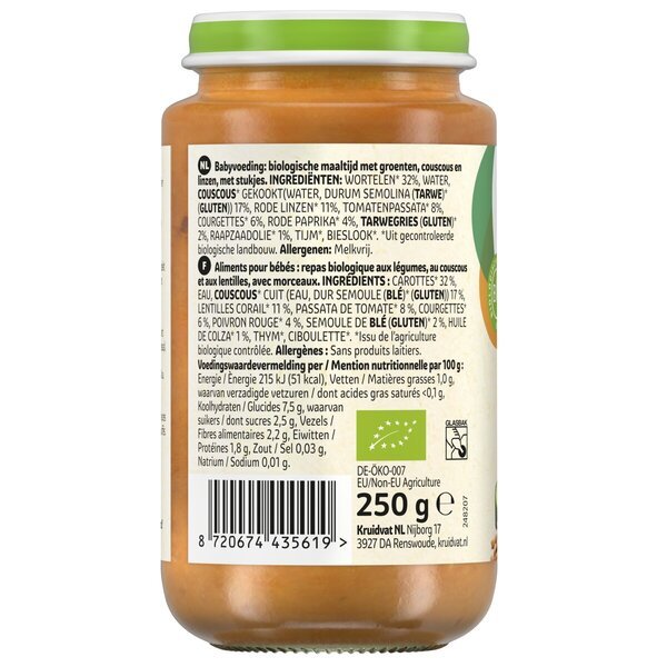 Kruidvat 12+M Bioloģisko dārzeņu, kuskusa un lēcu milti<br>250g
