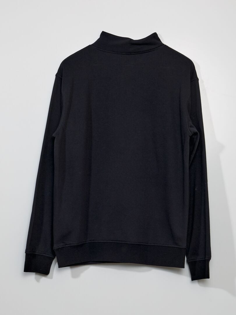 Sweatshirt met hoge hals en ritssluiting - zwart
