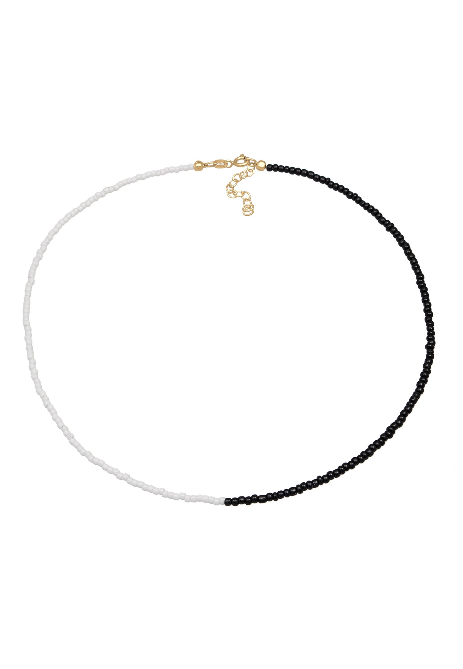 Elli Femmes choker perles de verre Ying Yang en argent sterling 925 plaqué or