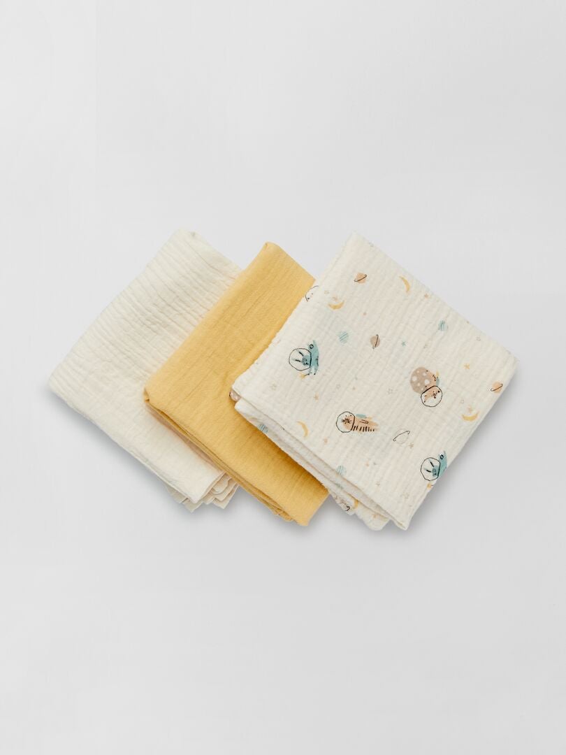 Set van 3 katoenen gaasdekens - beige
