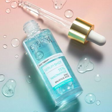 Eveline Serum Shot 10% niacinamidové pleťové sérum pro mastnou pleť, proti nedokonalostem pleti, 30 ml