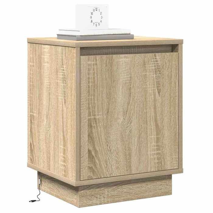 vidaXL Bedside Tables with LED Lights, Sonoma Oak - 2 pieces, 39 x 34.5 x 50 cm. A modern bedside table 869599