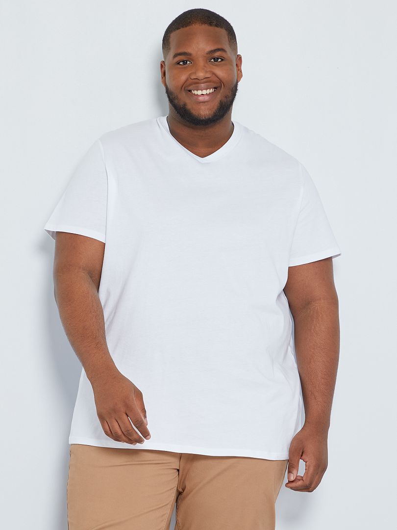 Camiseta con cuello en V - Blanca
