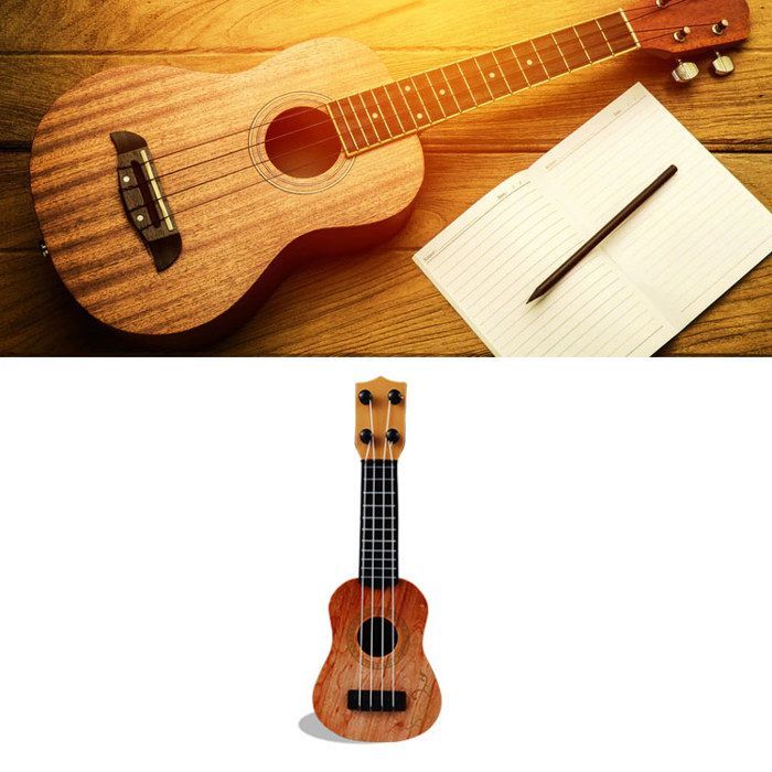Guitarra de brinquedo infantil, simulação musical de plástico para meninas e meninos, presente de aniversário sem pichações