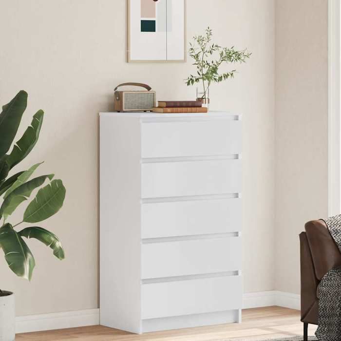 Commode Armoire de chambre - mango - Blanc 60x36x103 cm - Bois d'ingénierie M179