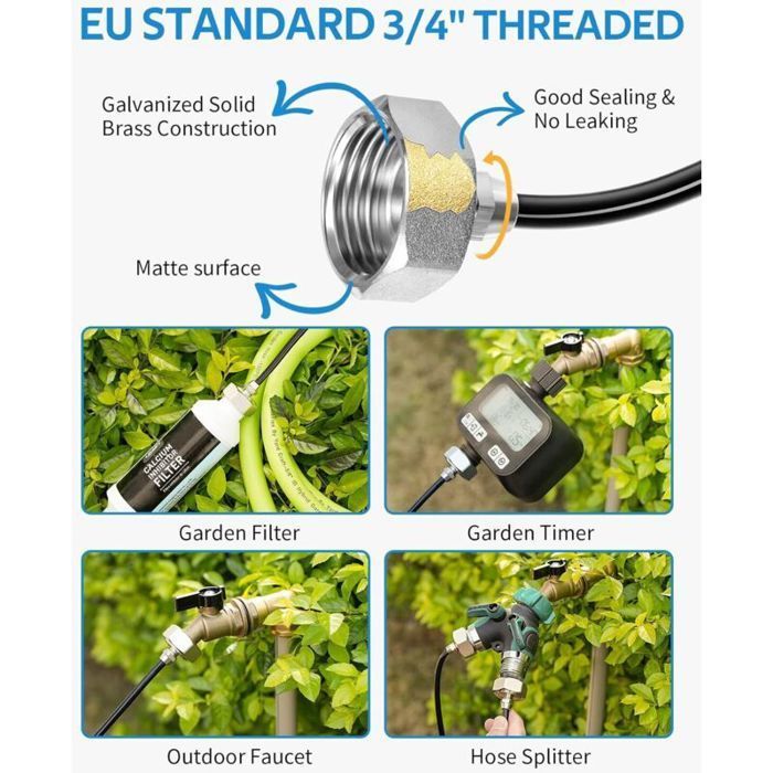 Sistema di nebulizzazione per esterni - Virex® - 8 m - 7 ugelli - 2 ugelli di ricambio - Adattatore in ottone da 3/4