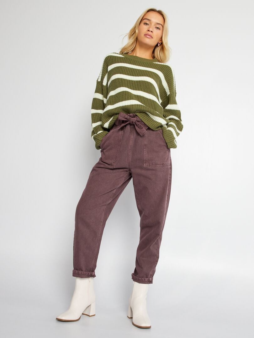 Sweter w paski 'JDY' w kolorze khaki