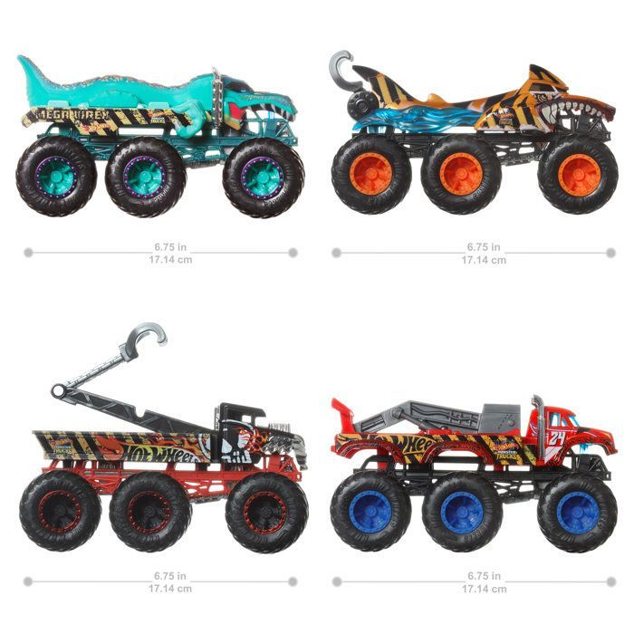 Auto - Hot Wheels - Monstertrucks - Assortiment 1/64 - Meerkleurig - 6 wielen
