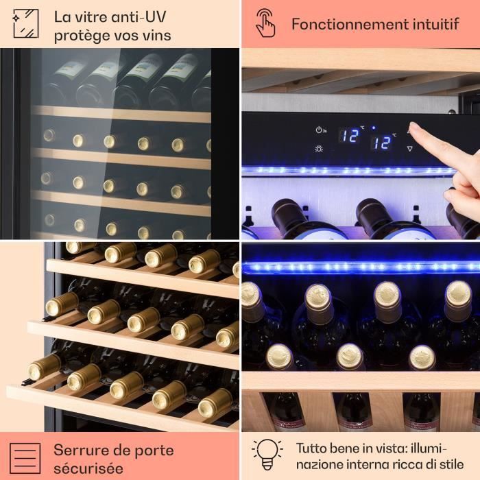 Klarstein Vinsider 89 Built-In Trio Built-in Wine Cellar 5-18°C Touch Control Panel Wooden Shelves
