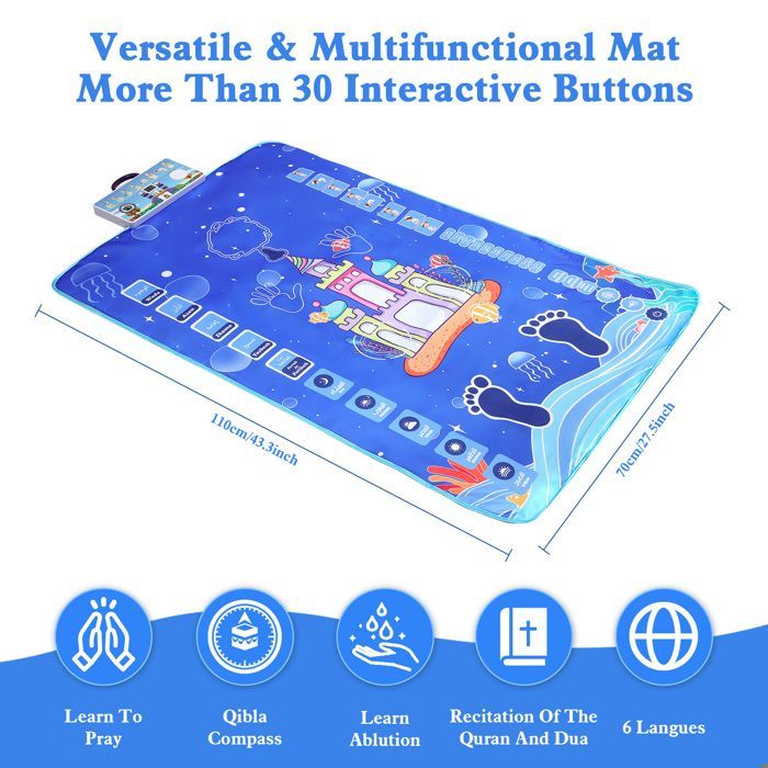 Tappetino da preghiera musulmano intelligente, tappetino da preghiera musulmano elettronico interattivo per bambini, tappetino da preghiera elettronico