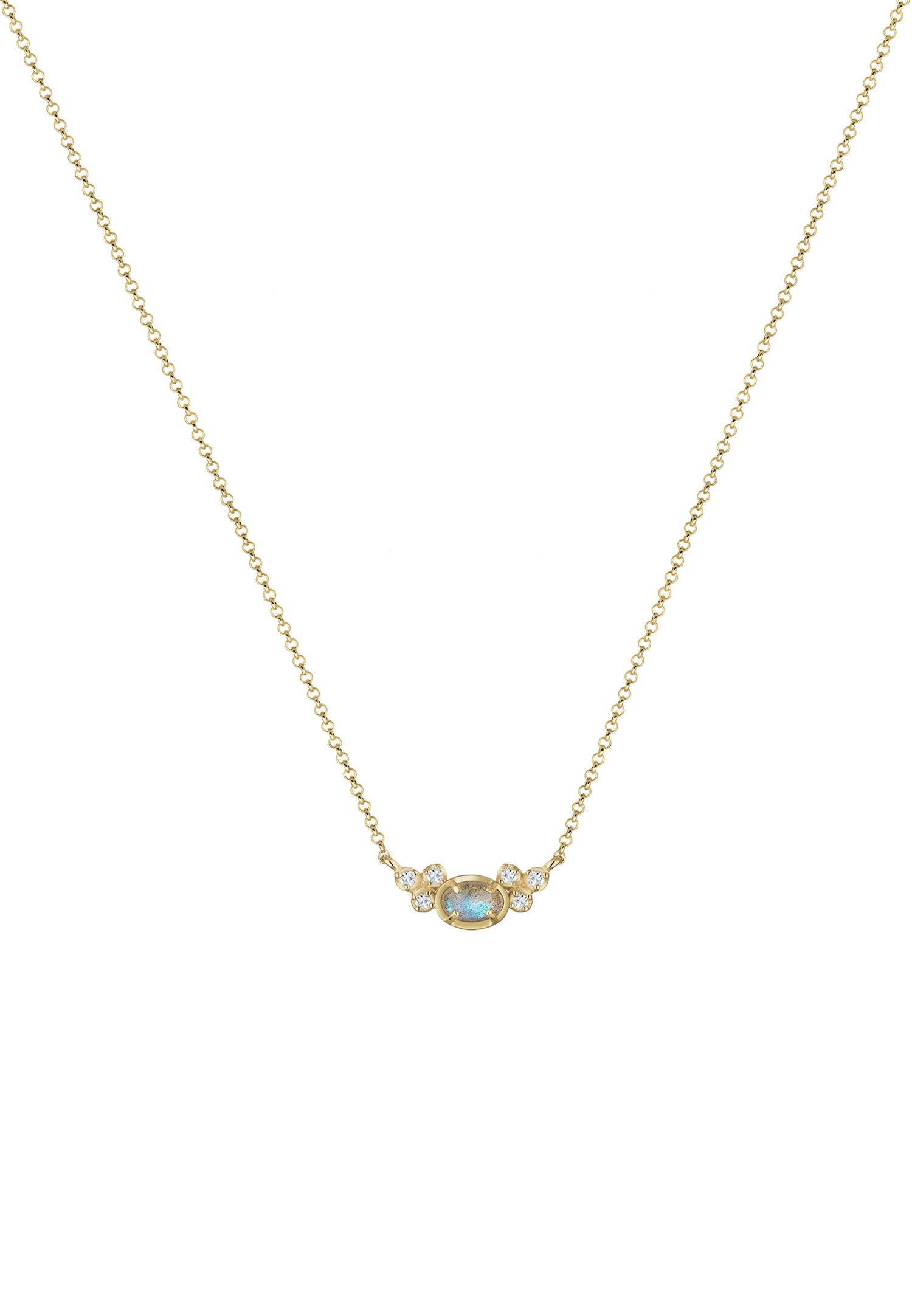 Elli Femmes collier à pois avec topaze et pierres précieuses labradorite en argent sterling 925 plaqué or
