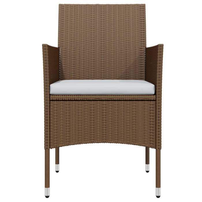 Conjunto de comedor de jardín - vidaXL - 9 piezas - Marrón/negro - Resina tejida - Acero con recubrimiento en polvo - Cristal