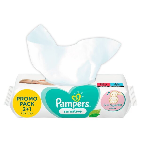 Pampers Sensitive vlažne maramice za bebe<br>3 x 52 komada