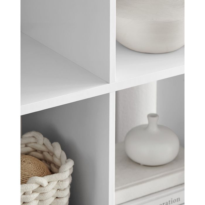 VASAGLE Boekenkast, Opbergrek met 10 Vakken, Kubusvormig Meubel, Kamerverdeler, Scandinavische Stijl, Wit