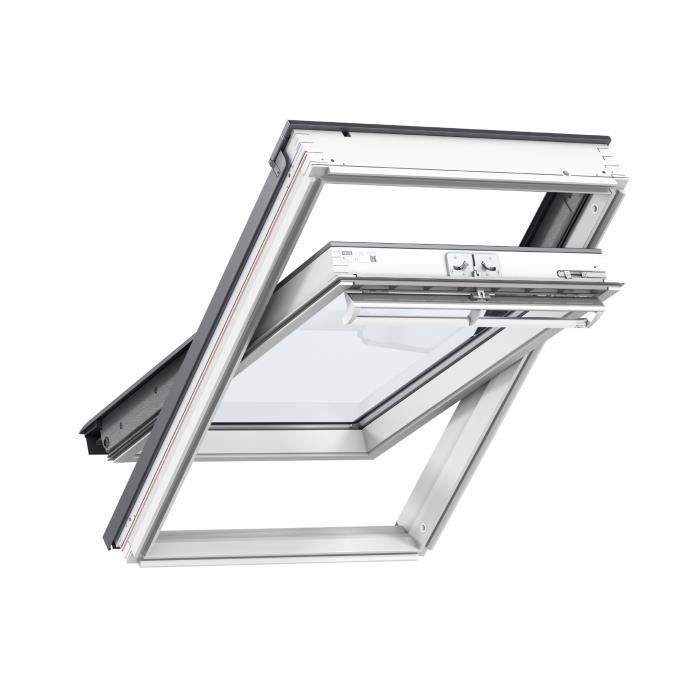 Finestra per tetto VELUX GGL CK02 2054 (55 x 78 cm) in legno, con vetro 54F e guaina di tenuta VELUX EDL 0000 per ardesia.