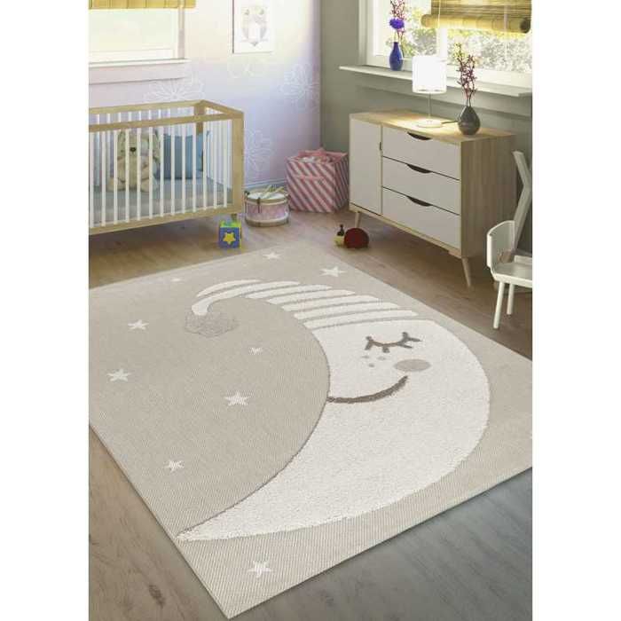 Tapis enfant lune beige - LUNA Enfants 10 Beige-80*150 Rectangulaire