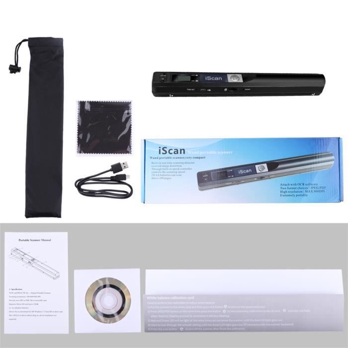 Mini Scanner de Poche Haute Resolution Portable Cordless 900 DPI Format fichier:JPEG/PDF