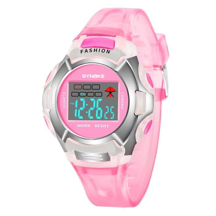 Orologio digitale sportivo impermeabile da ragazza, modello 2020, con cinturino rosa - Regalo per bambine