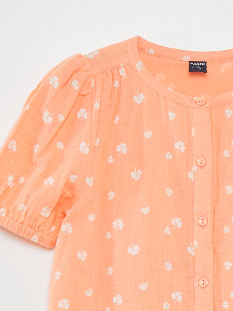 Blouse van katoenen gaas - ORANJE