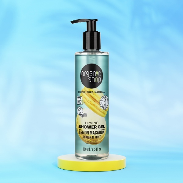 Bagnoschiuma rassodante Organic Shop al limone e macaron 280 ml