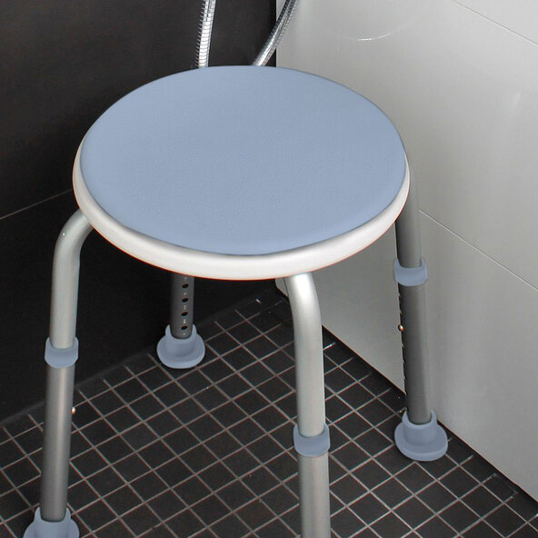 Shower stool, height-adjustable and rotatable