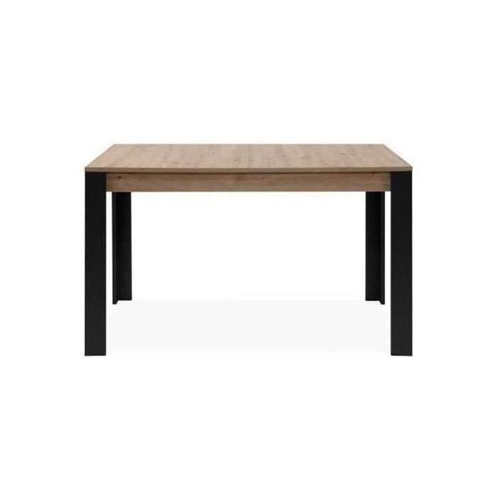Uitschuifbare tafel - TOLOSA 80A - Ambachtelijk eikenhout/zwarte afwerking - Rechthoekig - Geschikt voor 6/8 personen - 100-150 x 75 x 80 cm