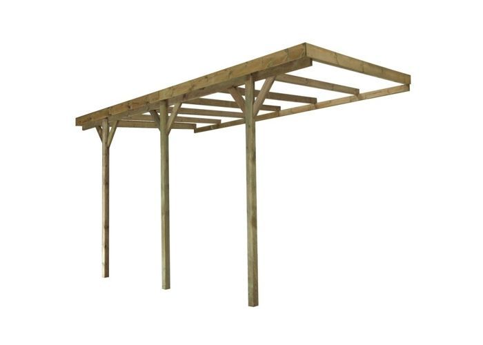 Cochera, cobertizo para coche 3x5,24 m - 15 m2 - adosado - CAR6