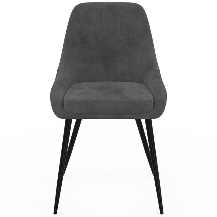 IDMARKET Set van 6 THALYA eetkamerstoelen in grijs fluweel