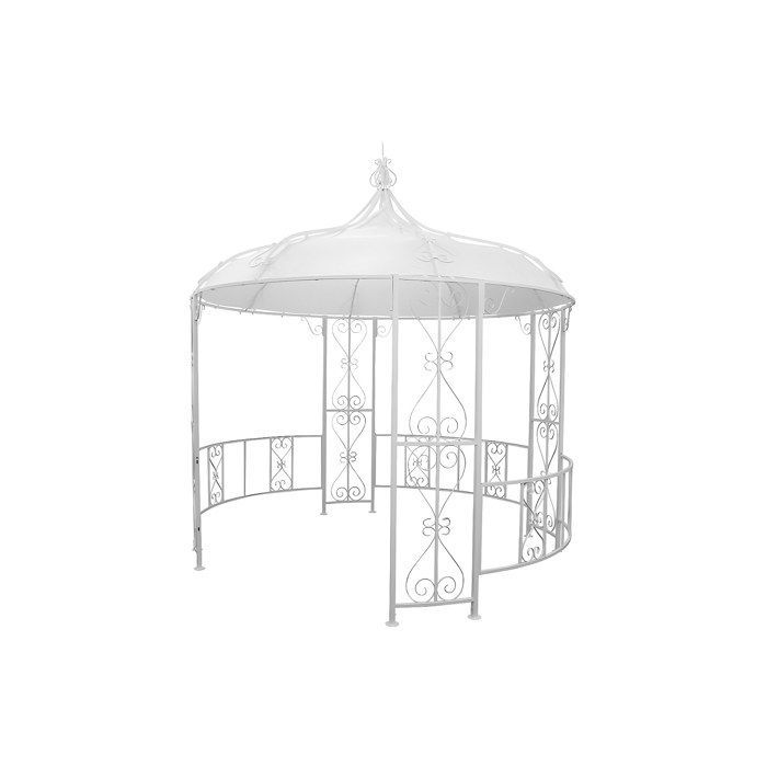 Gazebo da giardino in metallo stile ferro battuto, diametro 300 x altezza 305 cm - Bianco - TILCARA