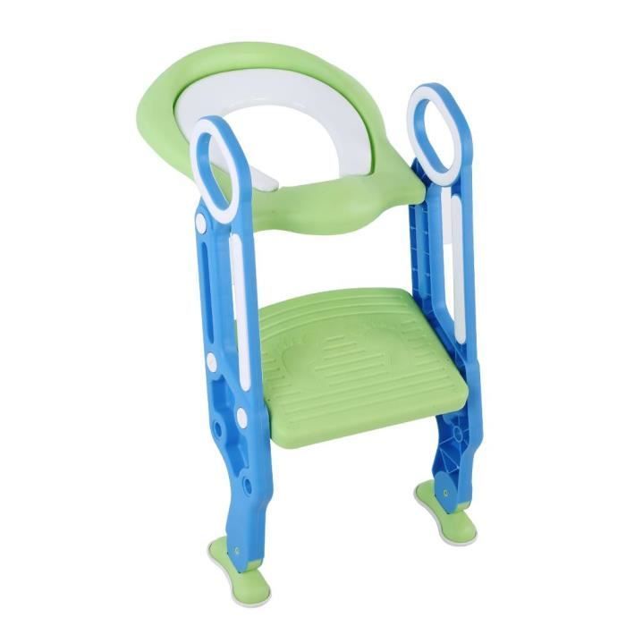 Asiento de inodoro infantil ajustable y plegable - azul + verde
