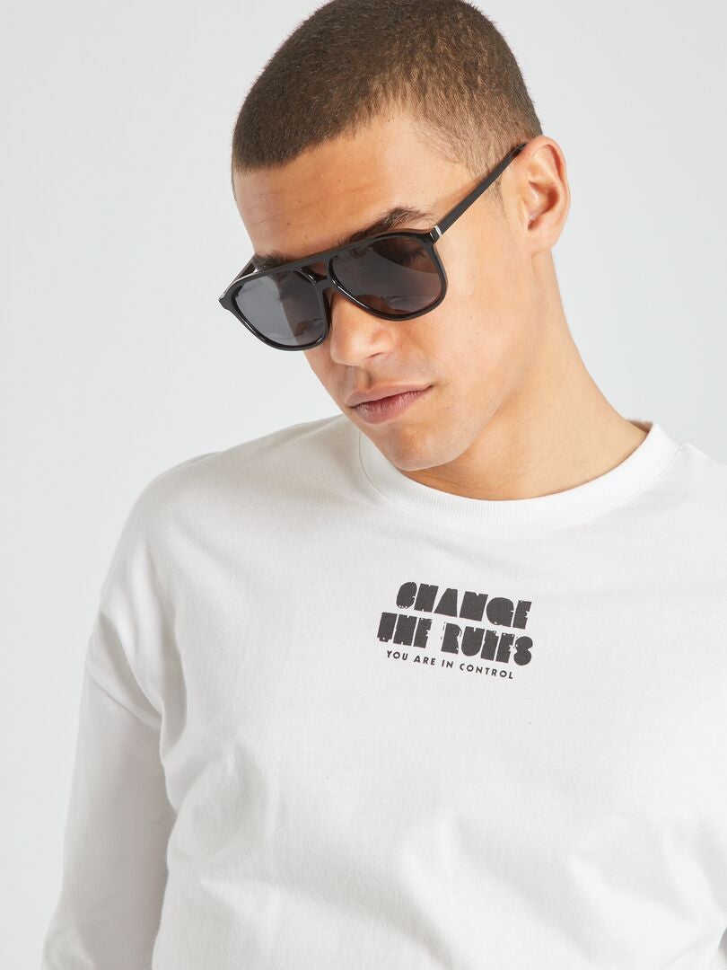Bedrukt T-shirt met korte mouwen - Wit