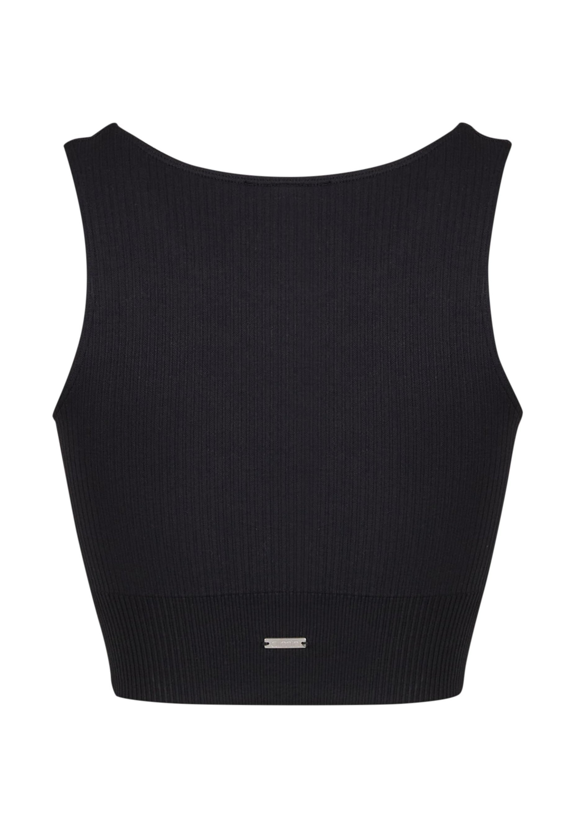 aim'n® Haut court côtelé sans coutures - noir