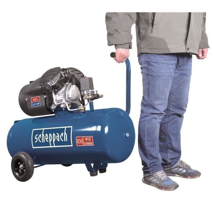 Scheppach HC100DC Horizontal-Luftkompressor – 100 l – 220 W – 8 bar – 3 PS