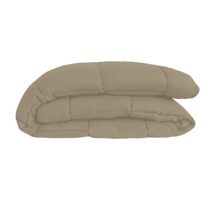 CALGARY - Couette Chaude Microfibre 400 gr/m² - Taupe & Lin - 140 x 200 cm