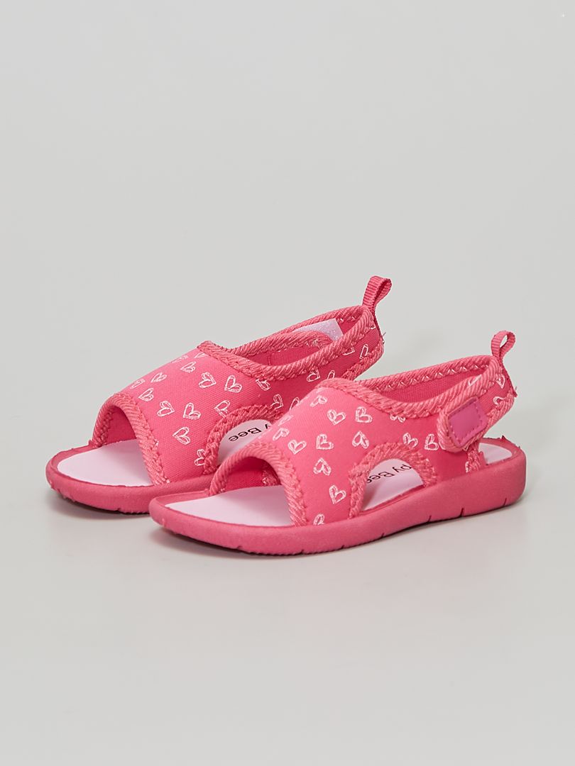 Sandalen van stof met hartjesmotief - ROZE