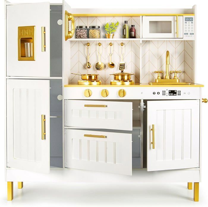 Gold - Une Magnifique Cuisine pour Enfants Effets Sonores et Lumineux Accessoires Réalistes Jeu Créatif!