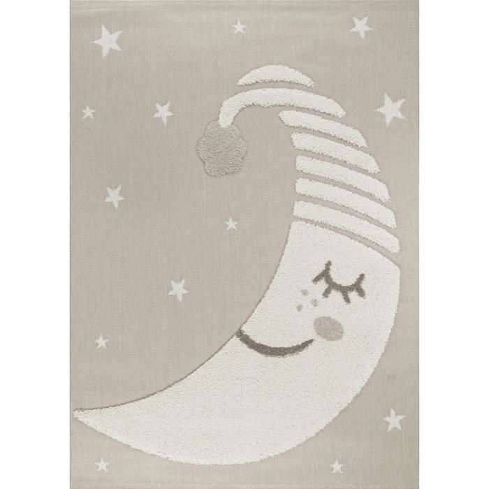 Tapis enfant lune beige - LUNA Enfants 10 Beige-80*150 Rectangulaire
