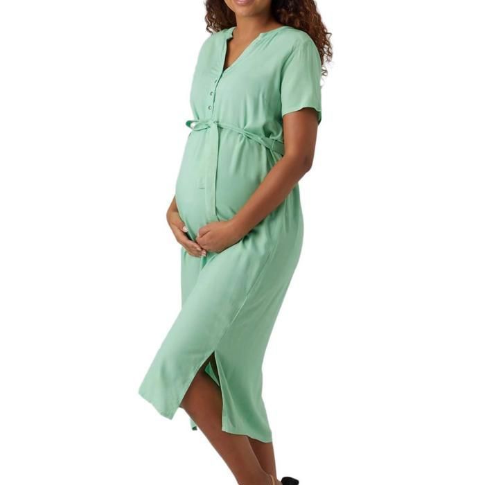 Dress - MAMALICIOUS - Misty - Green - 100% cotton - Nursing function