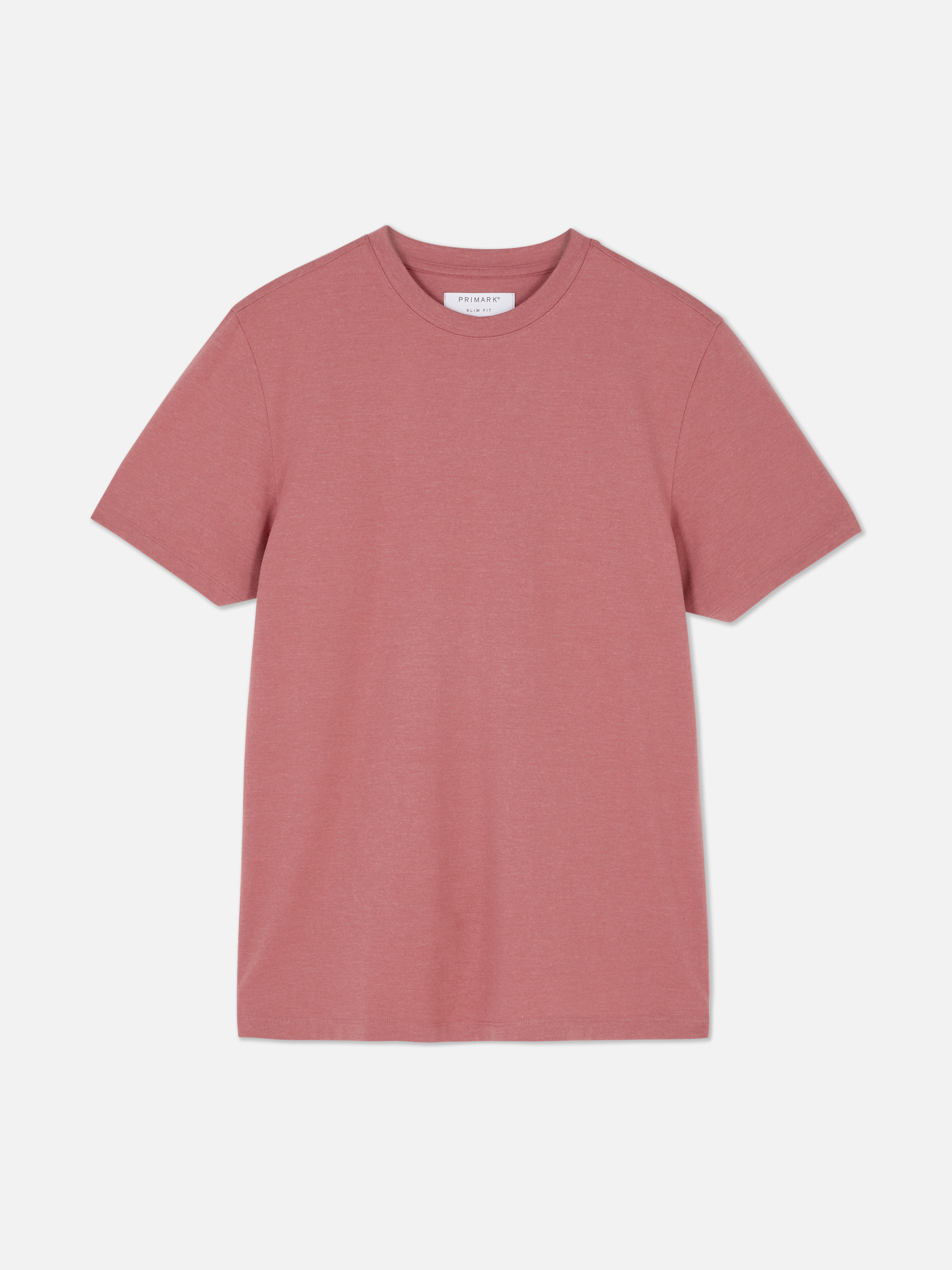 Schmal geschnittenes T-Shirt, hauptsächlich aus Baumwolle. Dieses T-Shirt hat eine figurbetonte Passform, einen Rundhalsausschnitt und kurze Ärmel.
