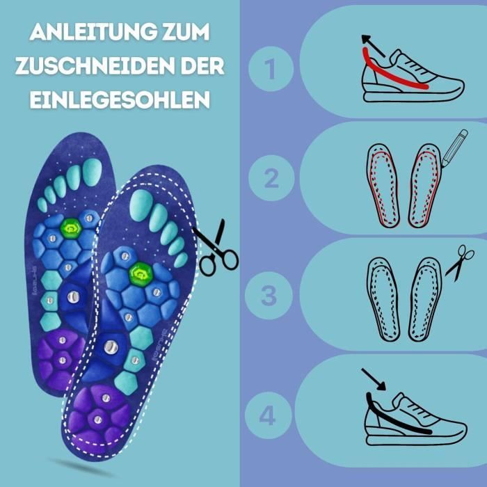 Original insoles for weight loss and relief of sore feet with acupressure inserts (blue, size 41-43 x 1 pair)