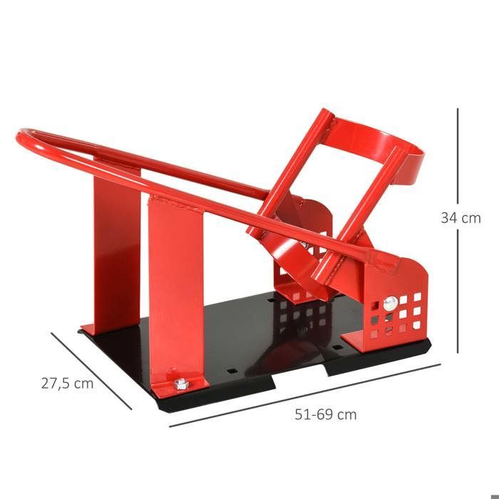Soporte universal para motocicleta HOMCOM, soporte para rueda de motocicleta, caballete para motocicleta - Bloqueo de rueda para ruedas de 8 a 15,5 cm, orificios pretaladrados