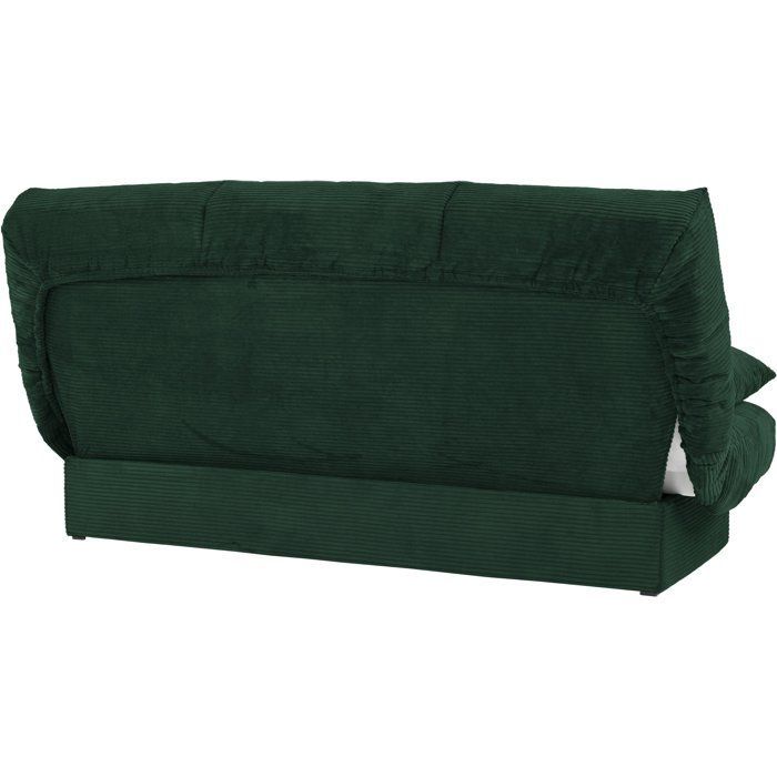 Banquette clic-clac - 3 places - Avec coussins - Tissu Vert -190 x 90 x 92 cm - CLEM