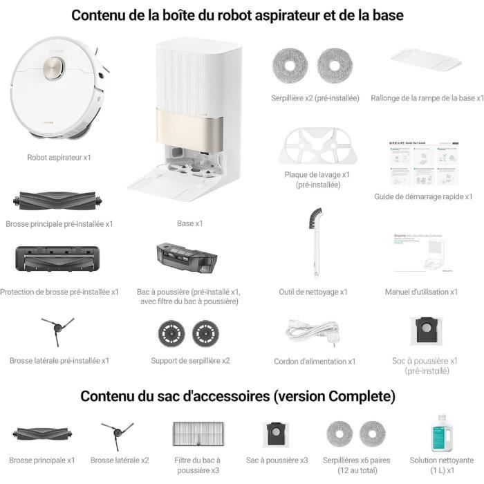 Dreame X40 Ultra Complete Robot Vacuum Cleaner and Mop with Detachable and Liftable Mop Pad, Extensive Cleaning with Brushes