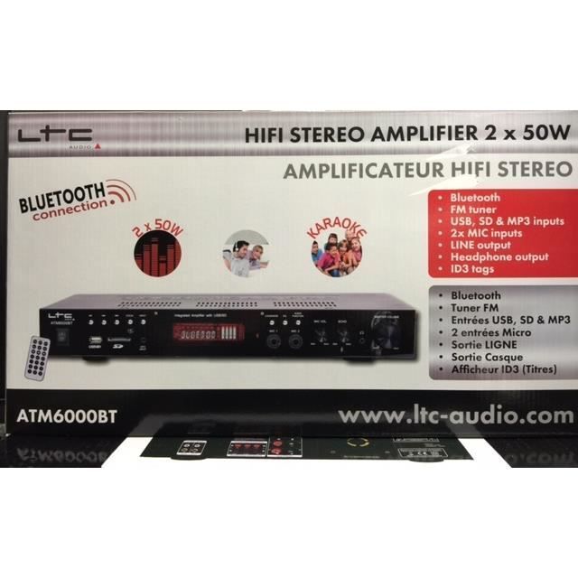 Karaoke-versterker - HiFi - Bluetooth - 2 x 50W - FM-tuner - 2 microfooningangen