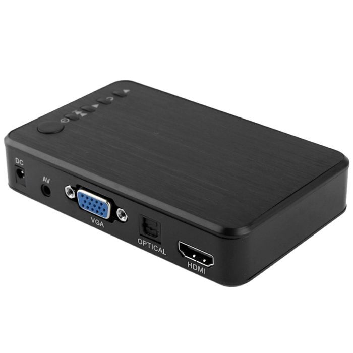 YONIS Mini lettore multimediale Full HD 1080P HDD Scheda SD USB HDMI Uscita VGA + scheda SD da 4 GB