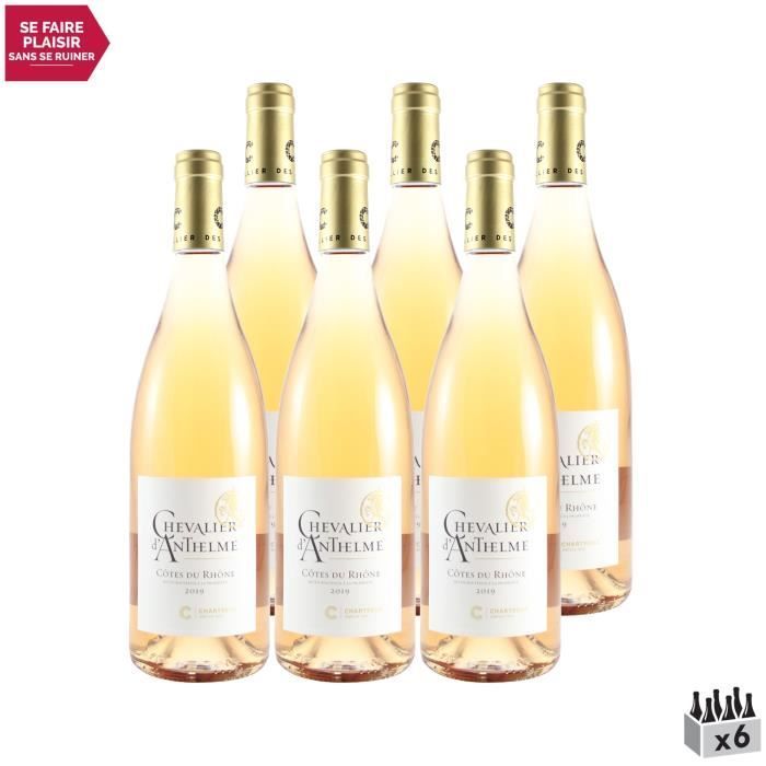 Côtes du Rhône Chevalier d'Anthelme Rosé 2019 - Caja de 6 botellas de 75 cl - Cellier des Chartreux - Vino rosado AOC del Valle del Ródano